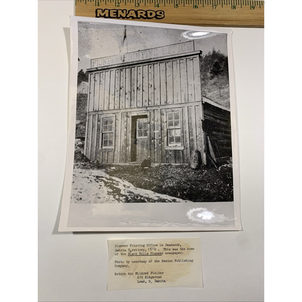 Antique Deadwood Dakota Territory 1876 Pioneer Printing Office Photo Homestake